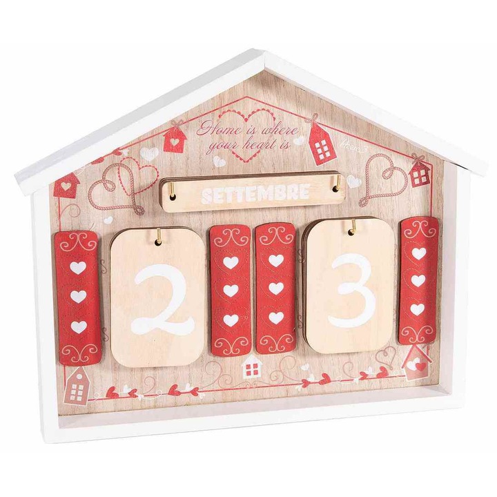 Calendar decorativ lemn multicolor 30x3x24 cm