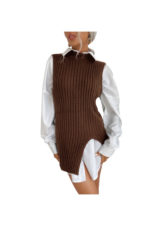 Női mellény, poliészter, barna, M INTL