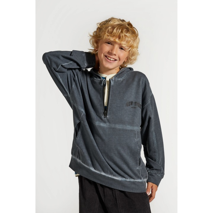 Fiú sportpulóver, Coccodrillo, pamut, grafitszürke