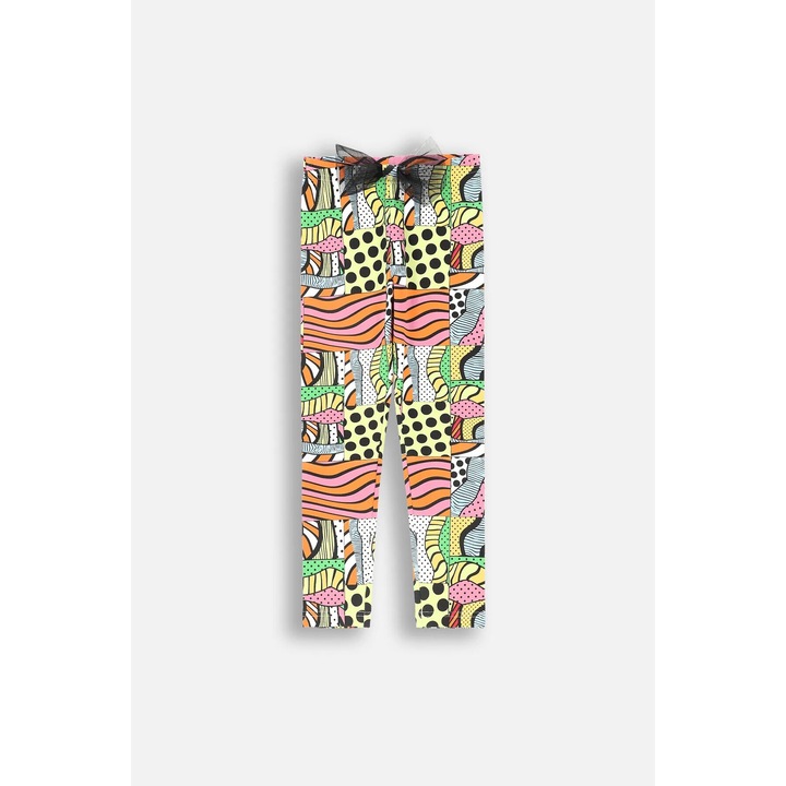 Coccodrillo lányka hosszú harisnya, absztrakt minta, díszes masni, többszínű, pamut