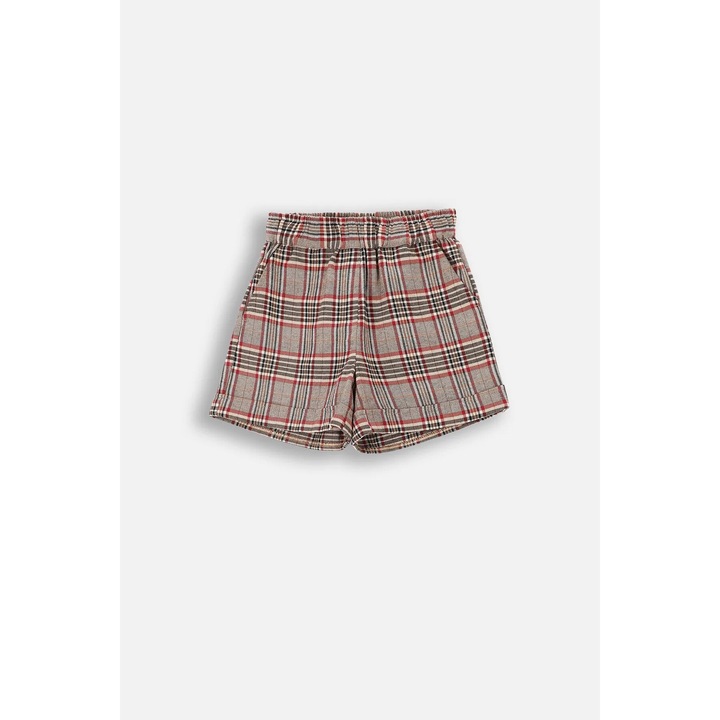 Kockás rövidnadrág, gumis derékkal, szürke, Többszínű, 146 CM