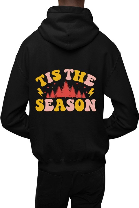 Hanorac barbati cu imprimeu spate, Craciun - Tis the Season 6, mix 1, Negru