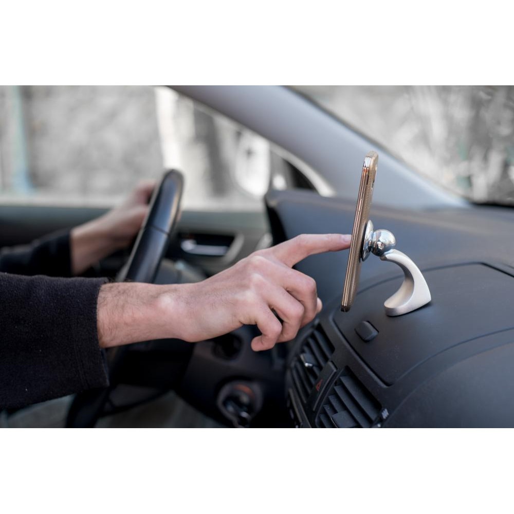 Suport magnetic pentru telefon ideal pentru birou MaxMania argintiu mat