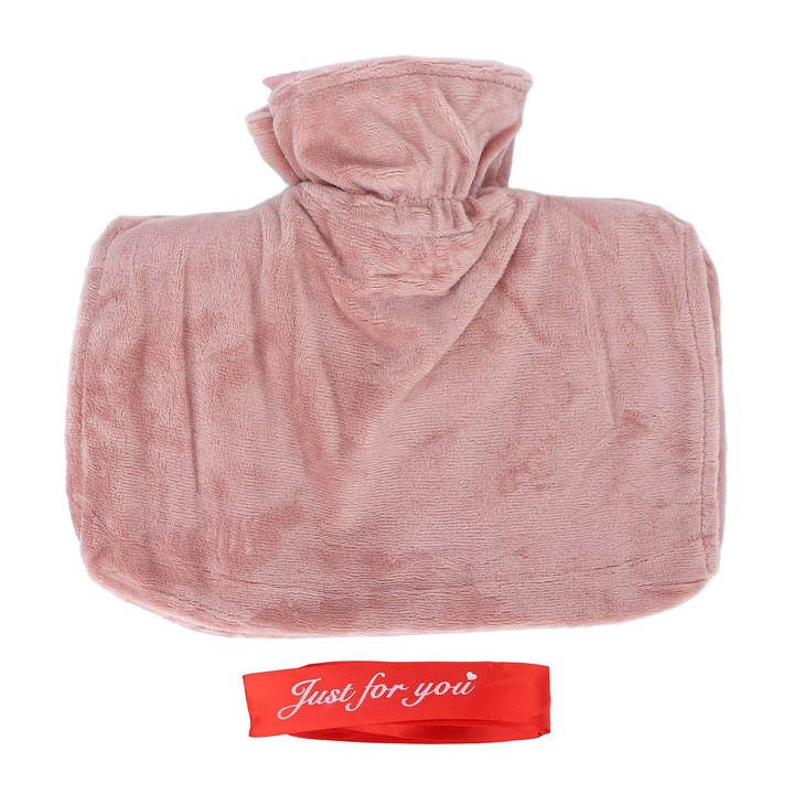 Jormftte melegvizes palack, 1500ml kapacitás, PVC anyag, rózsaszín, 24x22cm