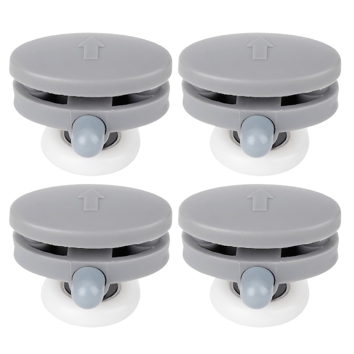 Set 4 roti glisante pentru usi din sticla, plastic, inox, 25x5mm