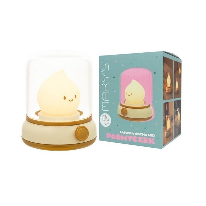 Lampa de veghe LED, Mary's, design flacara, lumina reglabila, crem/bej