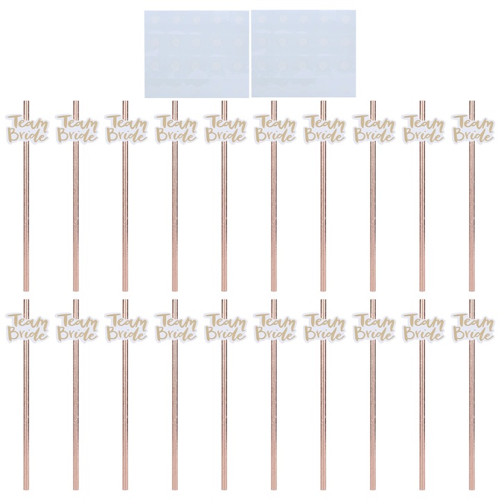 Пакет от 2 сламки за пиене, декоративна хартия за сватбени подаръци, парти консумативи, розово злато