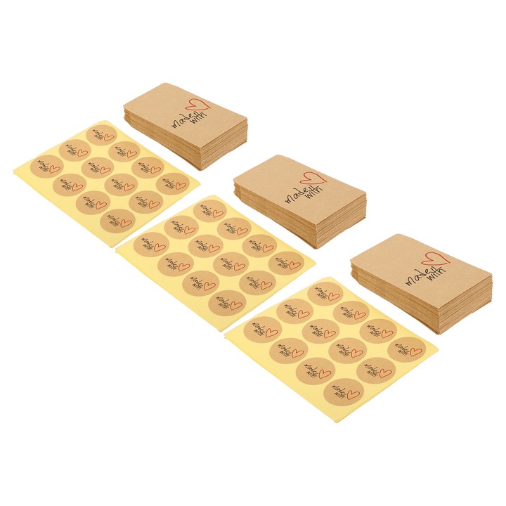 150 darabos kraft borítékkészlet meghívómatricákkal, 11x7,2 cm, retró elegáns