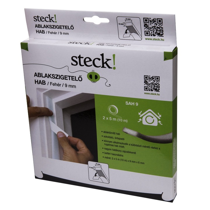 steck! SAH 9 Ablakszigtelő hab, 9mm, 2x5m, FEHÉR
