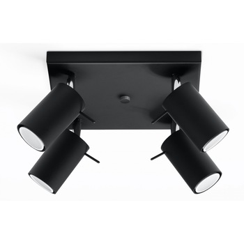 Plafoniera SOLLUX Ring 2, LED, GU10, Spot, Loft Design, Negru Plafoniera SOLLUX Ring 2, LED, GU10, Spot, Loft Design, Negru