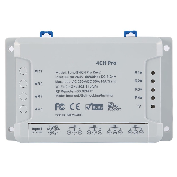 Комплект за смарт дом Sonoff 4CH Pro R2, 4 WiFi превключвателя ...
