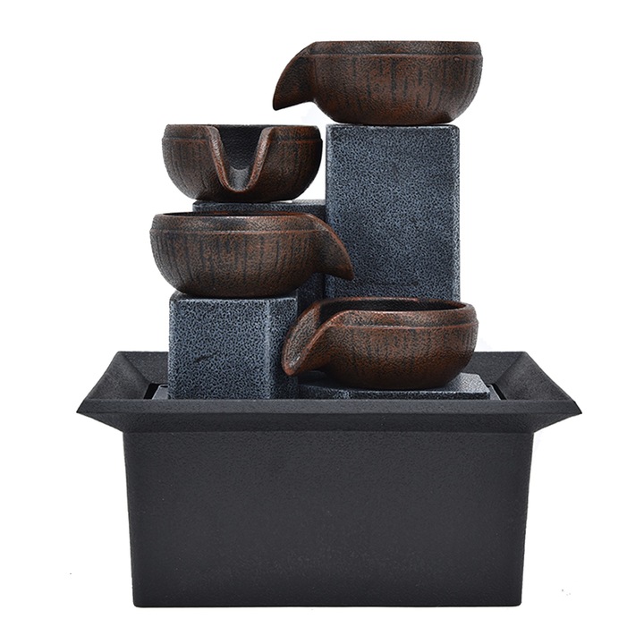 Декоративен настолен фонтан TNEAYWHE с жълт LED, Орнамент Фън Шуй, 110V