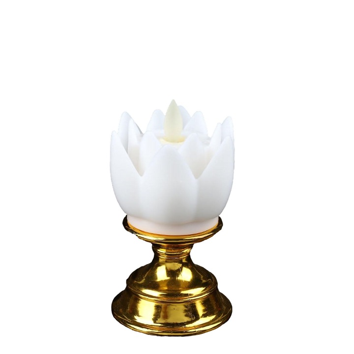 Lotus LED elektromos gyertya, Mmgoqqt, valósághű design, lágy fény, fehér