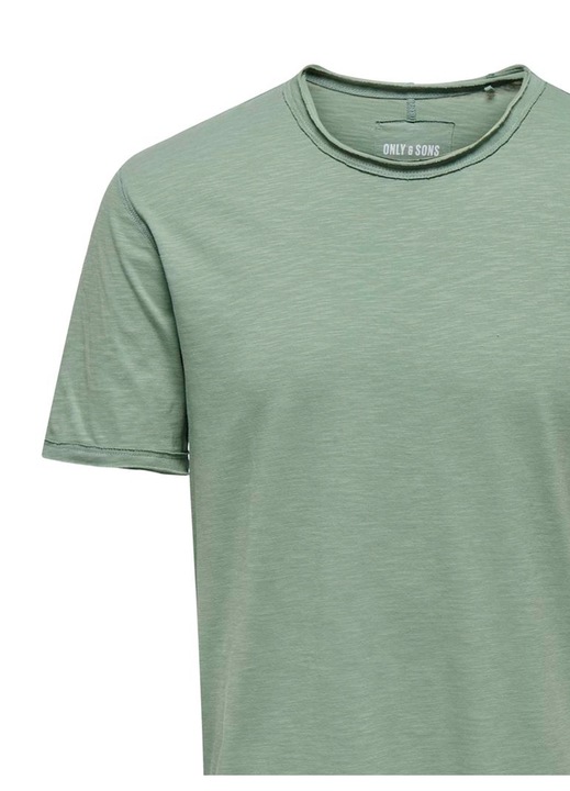 Férfi póló, Only & Sons, Regular Fit, organikus pamut, porzöld, minimalista dizájn