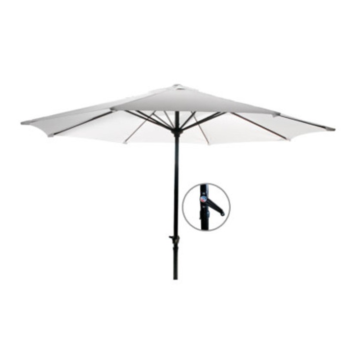 Umbrela soare 300cm culoare alba cu mecanizm rabatare