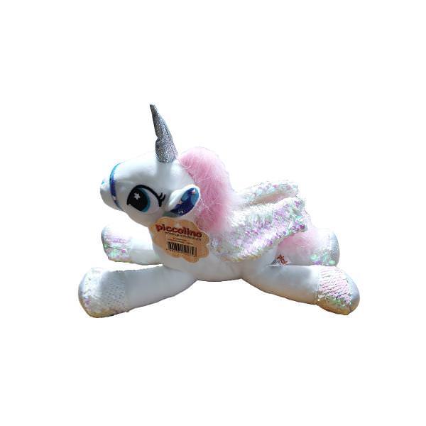 Unicorn de plus cu paiete 30 cm - Alb