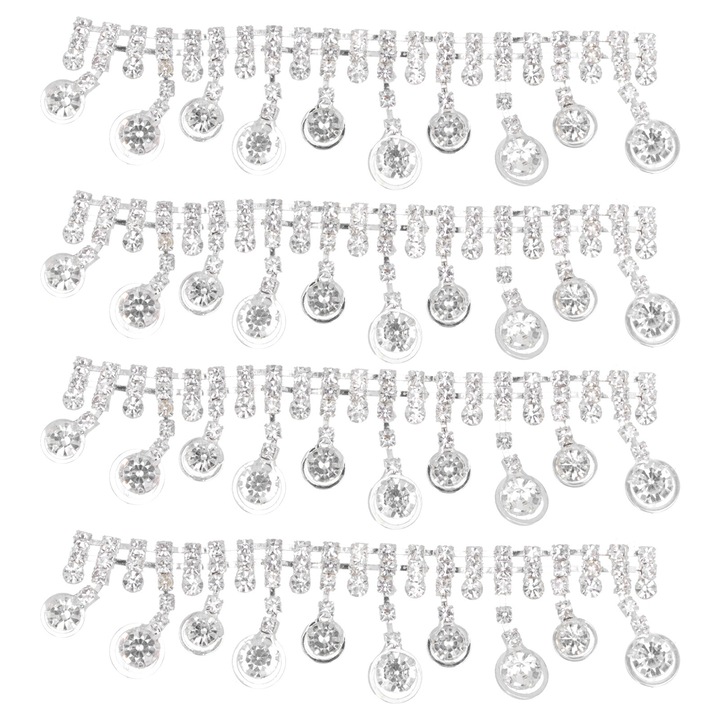 Set 4 buc. Lant cu gheare de cristal pentru taiere franjuri, simulare de lant de diamant pentru cusut, artizanat, decorare DIY Enforose