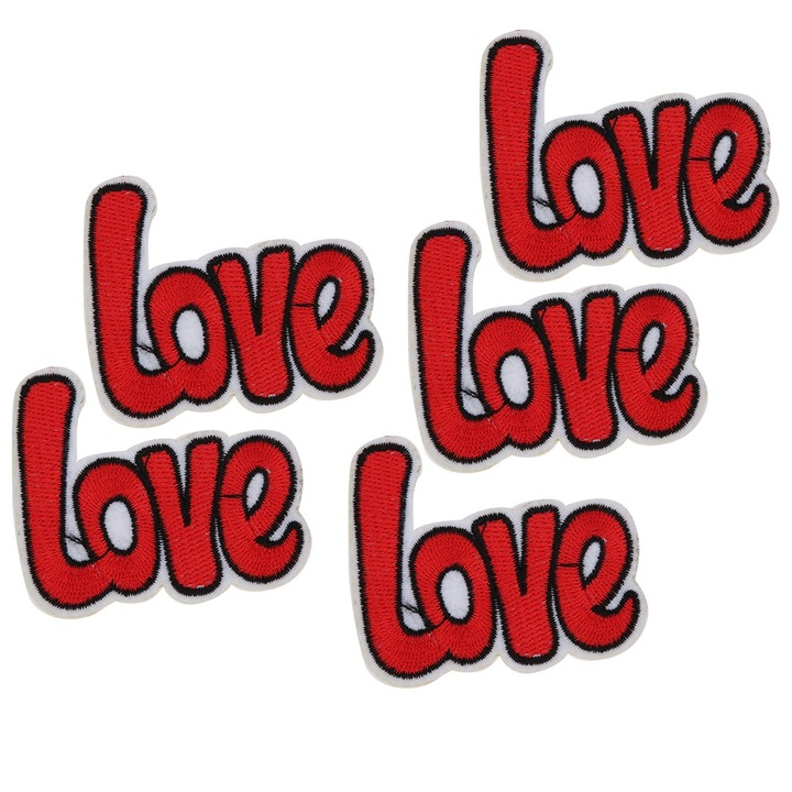 Комплект 5 бр. лепенки за бродиране, апликации за дрехи, longziming, многоцветни, 23-LOVE