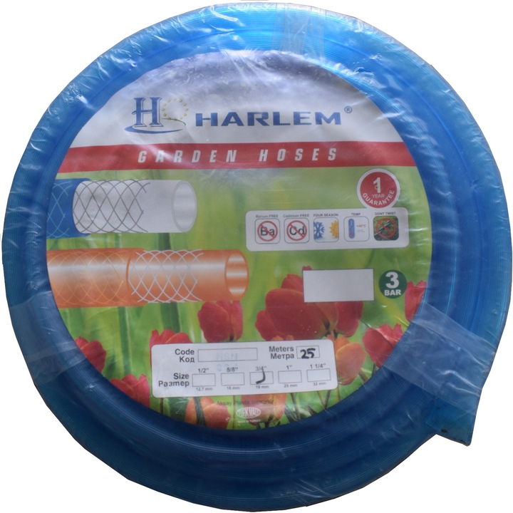 100% силиконов градински маркуч Harlem®, 1.15", 32 mm, ролка 100 метра, син