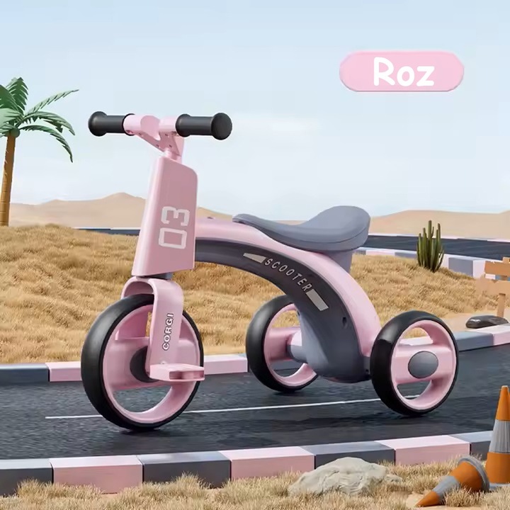 Триколка за деца, управление за деца, с педали, озвучителна система, система за осветление, система против преобръщане, гладки ръбове, безшумни колела, възраст 1-3 години, розово