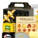 Cos Cadou Fara Alcool, CADOURI RAFINATE, model Elegant, cu Fursecuri Daneze cu Unt, Choco Melanges Migdale in Ciocolata Alba, Miere Poliflora, Cozonac cu Crema de Lapte, Cafea, Ceai, Praline, Cutie pentru Cadouri Premium, 8 Articole