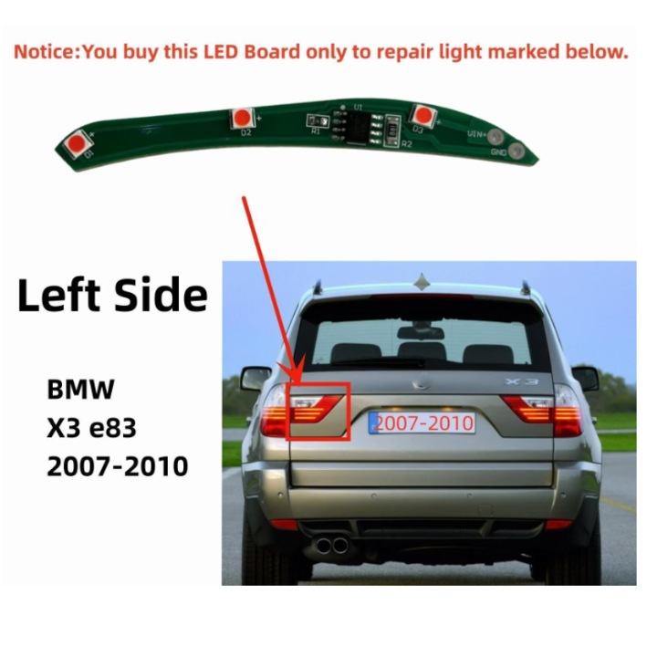 Kit reparatie tripla Ventoo®, modul pentru lampa pozitie spate, compatibil BMW X3, E83, facelift LCI, cod compatibil 7162213 montaj pe portbagaj haion, stanga