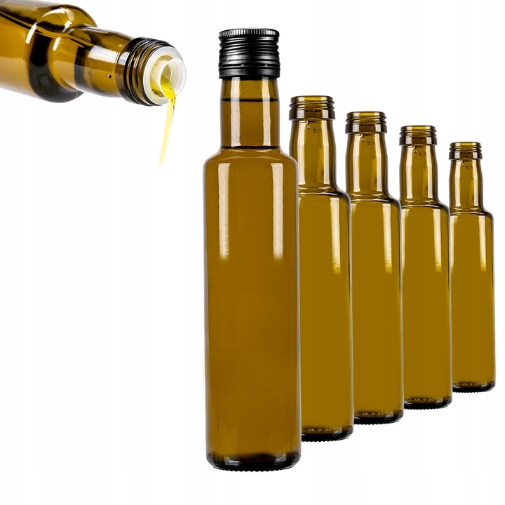 Sticla din Sticla, SuperButelki, Dorica, 250 ml, Cu Dozator si Capac, Pentru Ulei si Siropuri, Forma Subtire si Eleganta, Sticla de Inalta Calitate, Pentru Bucatarie si Restaurant, 10 bucati