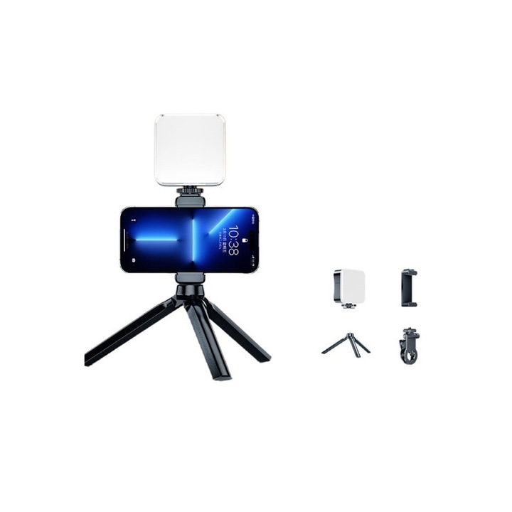 RGB LED lámpa klipsszel, 20 állítható világítási mód, 3600 szín, beépített akkumulátor, szelfikhez és videokonferenciákhoz