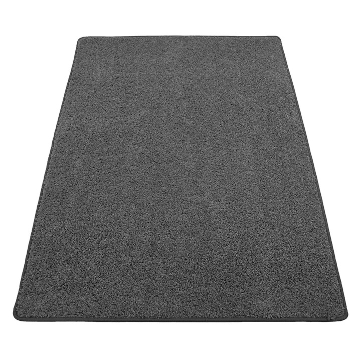 Covor, Rectangular, 100 x 150 cm, Camera de zi, Clasic, Par lung, Polipropilena, Compatibil cu incalzire prin pardoseala, Gri grafit