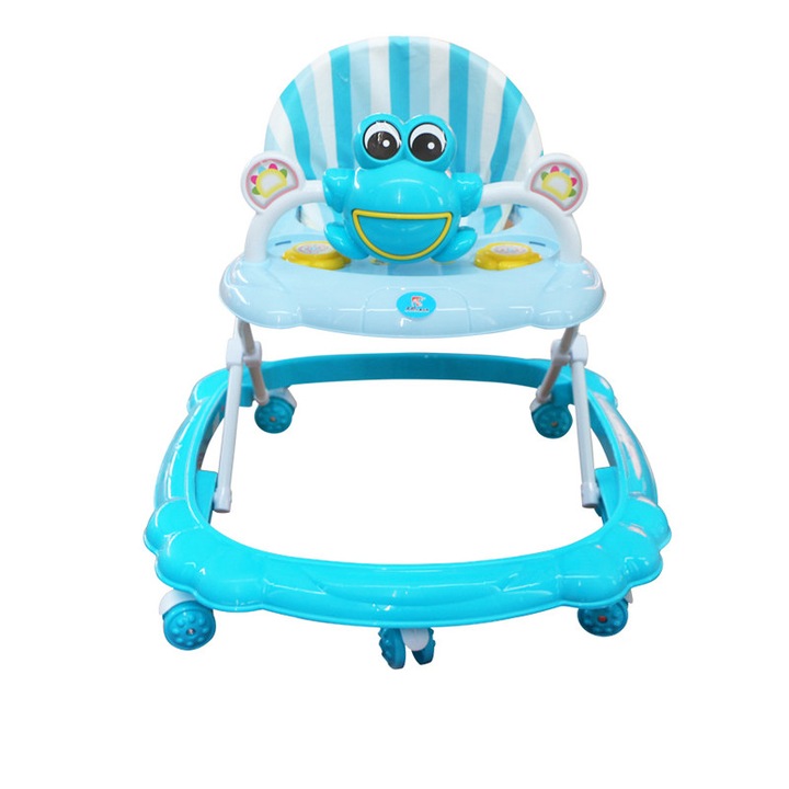 3 fokozatban állítható Jolly Kids™ Baby Walker, összecsukható, 8 kerékkel, dalokkal, kék