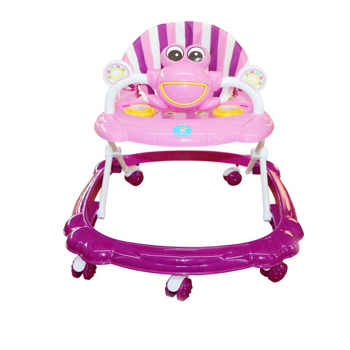 Jolly Kids Bébikomp, 3 fokozatban állítható, összecsukható, 8 kerékkel, dalokkal, rózsaszín