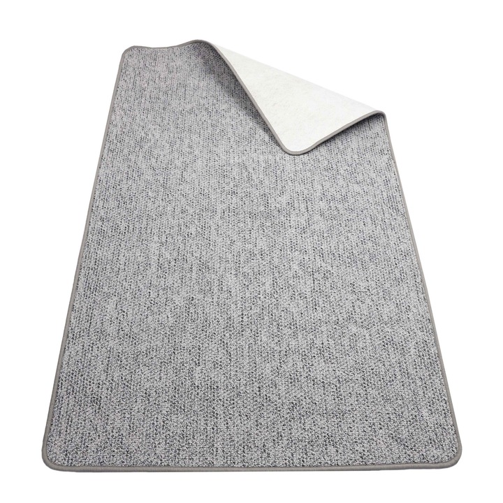 Covor, elSimone, 100 x 200 cm, Gri, Loop Pile, Geros, Durabil, Rezistent, Suport Filt, Izolare Termica, Estetic, Practic, Usor De Intretinut, Living, Hol, Birou, Modern