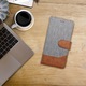 Husa carte cu clapetă compatibilă cu Xiaomi Redmi Note 14 4G / LTE - Jeans - gri/maro