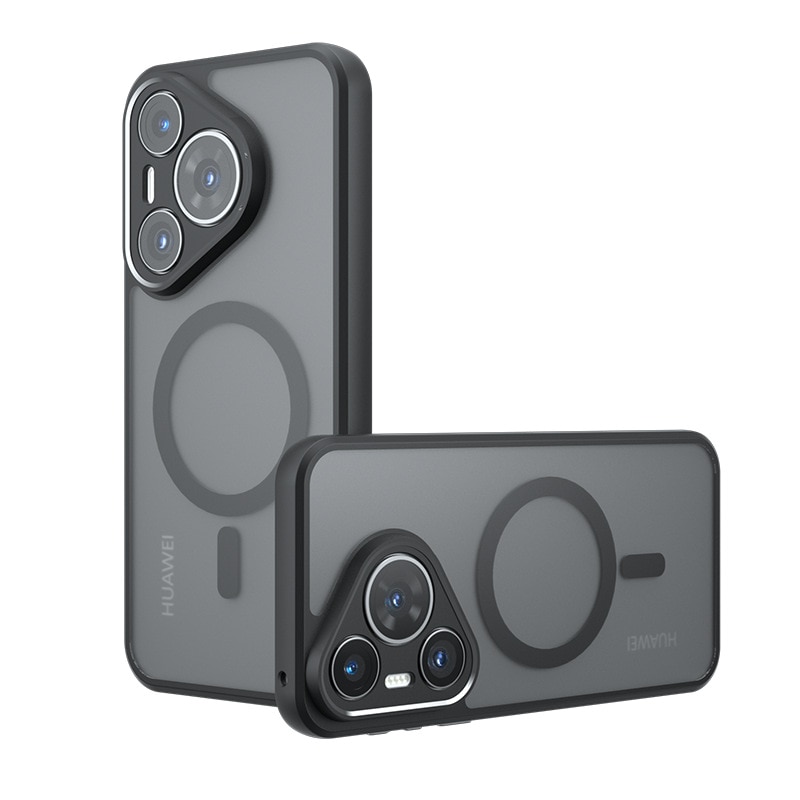 Husa magnetica, Silicon, compatibila Huawei Pura70, incarcare wireless, negru/gri