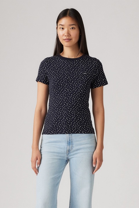 Levi's, Essential szűk fazonú pamutpóló, Tengerészkék