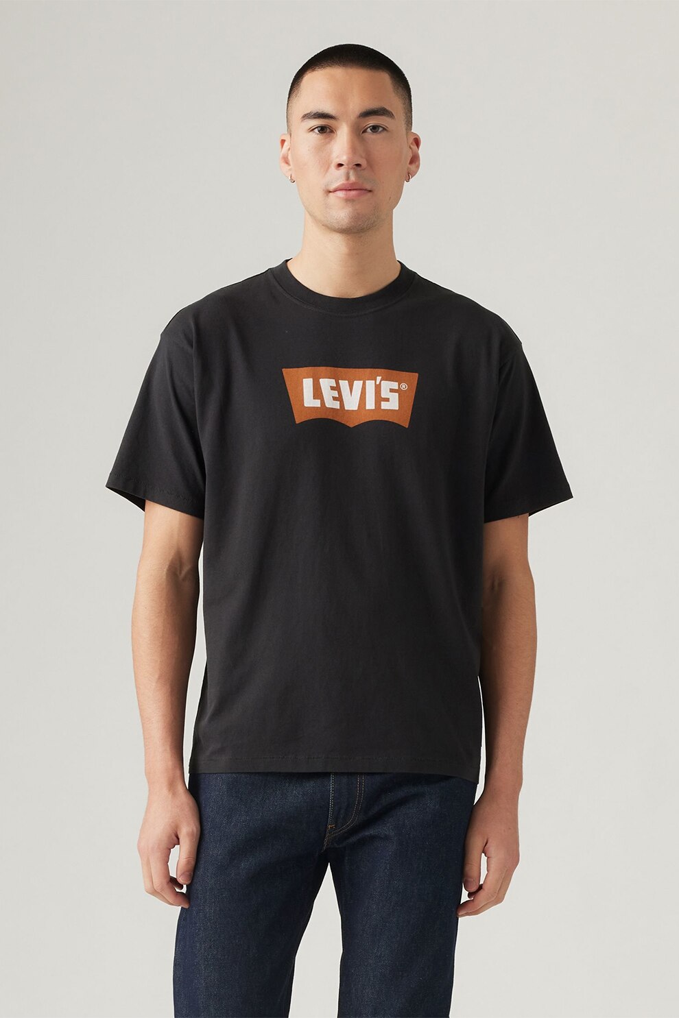 Levi's, Tricou de bumbac cu imprimeu logo, Negru, M