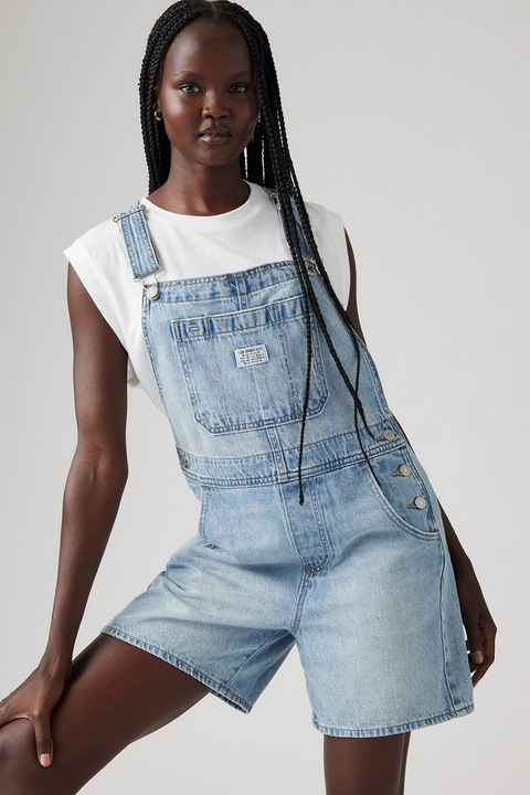 Levi's, Mosott hatású rövid farmeroverál, Világoskék, XS