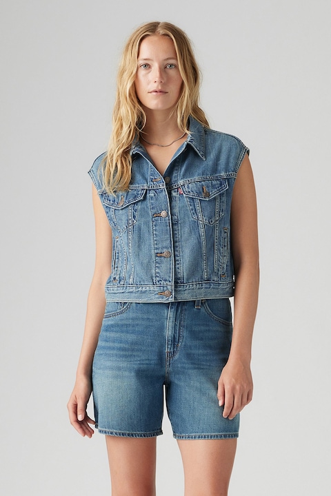 Levi's, Vesta de denim cu buzunare cu clapa, Albastru deschis, M