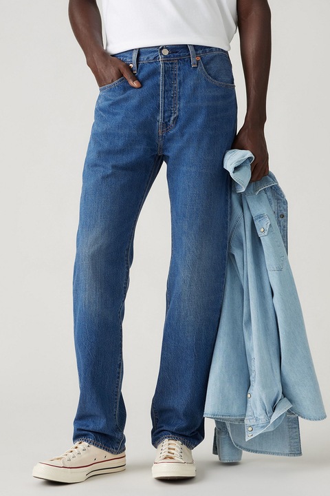 Levi's, Blugi cu nasturi 501® Original Fit, Albastru inchis, W31-L30