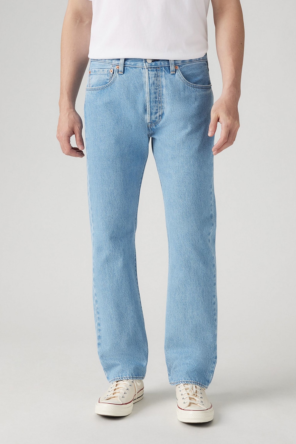 Levi's, Blugi cu nasturi 501® Original Fit, Albastru deschis pal, W32-L32