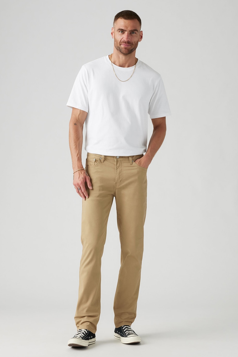 Levi's, Blugi slim fit cu talie medie 511™, Bej, W30-L32