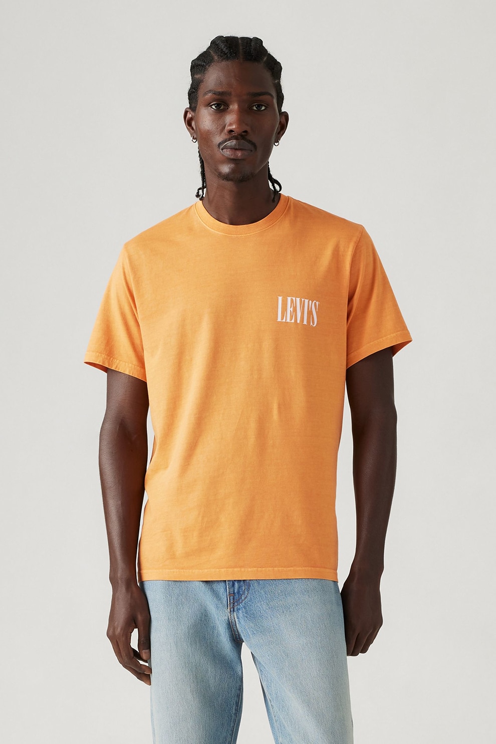 Levi's, Tricou lejer de bumbac, Alb, Portocaliu, XL