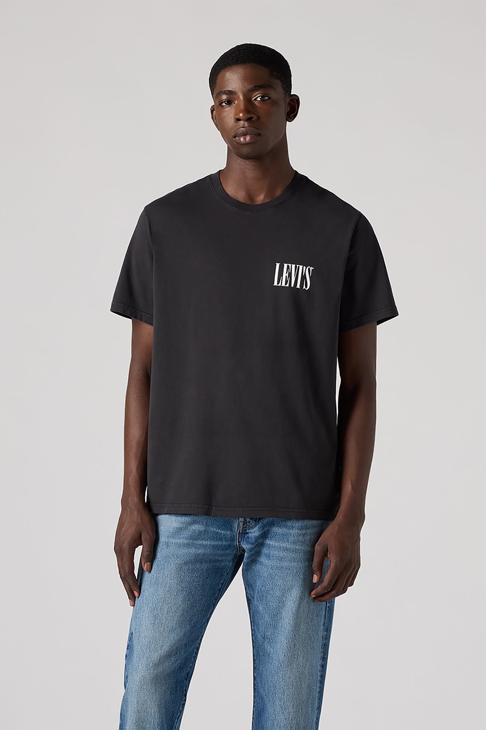 Levi's, Tricou lejer de bumbac, Gri antracit melange, Alb optic, M