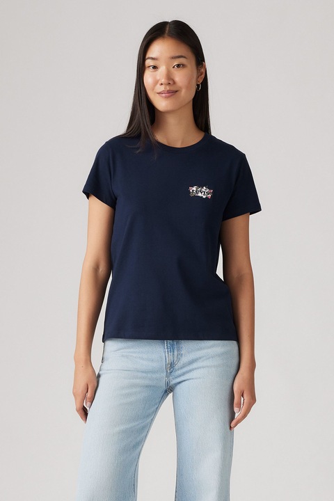 Levi's, Kerek nyakú pamutpóló, Tengerészkék