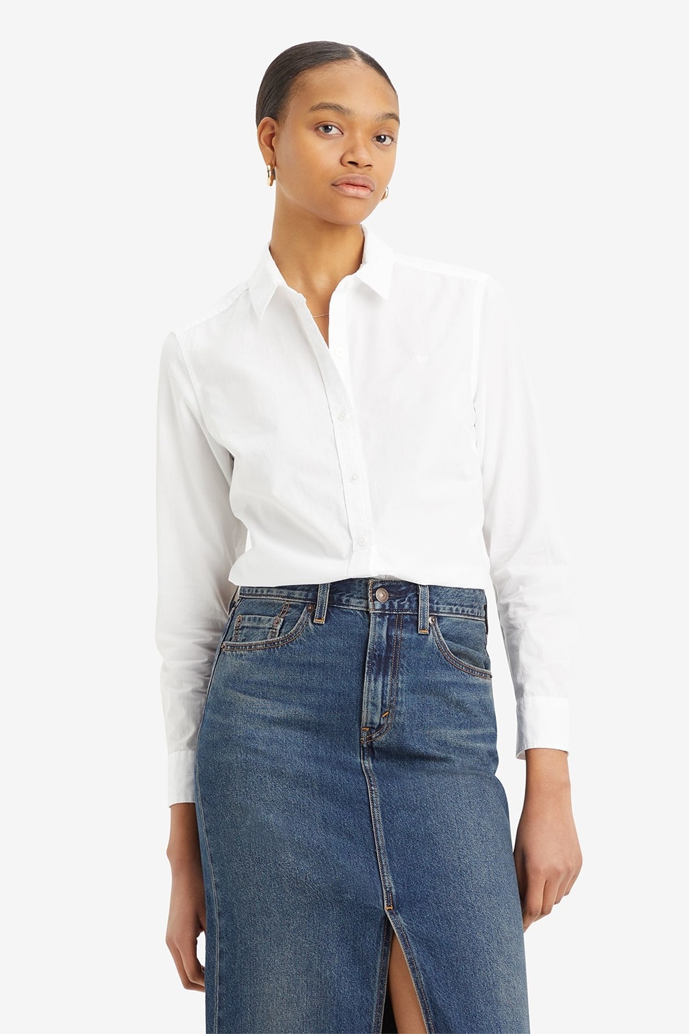 Levi's, Camasa clasic fit cu guler ascutit, Alb, M
