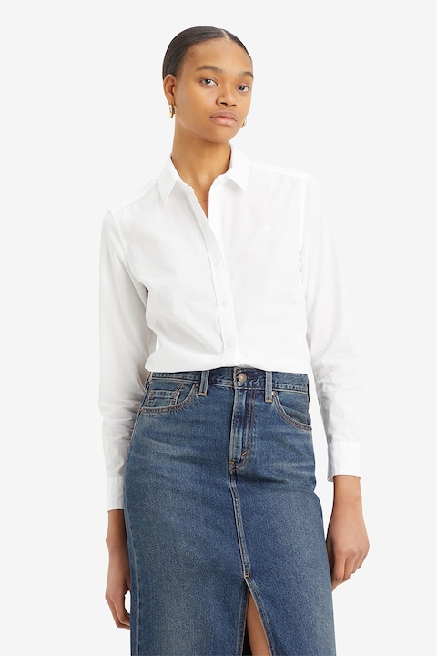 Levi's, Camasa cu model in dungi si guler ascutit, Alb