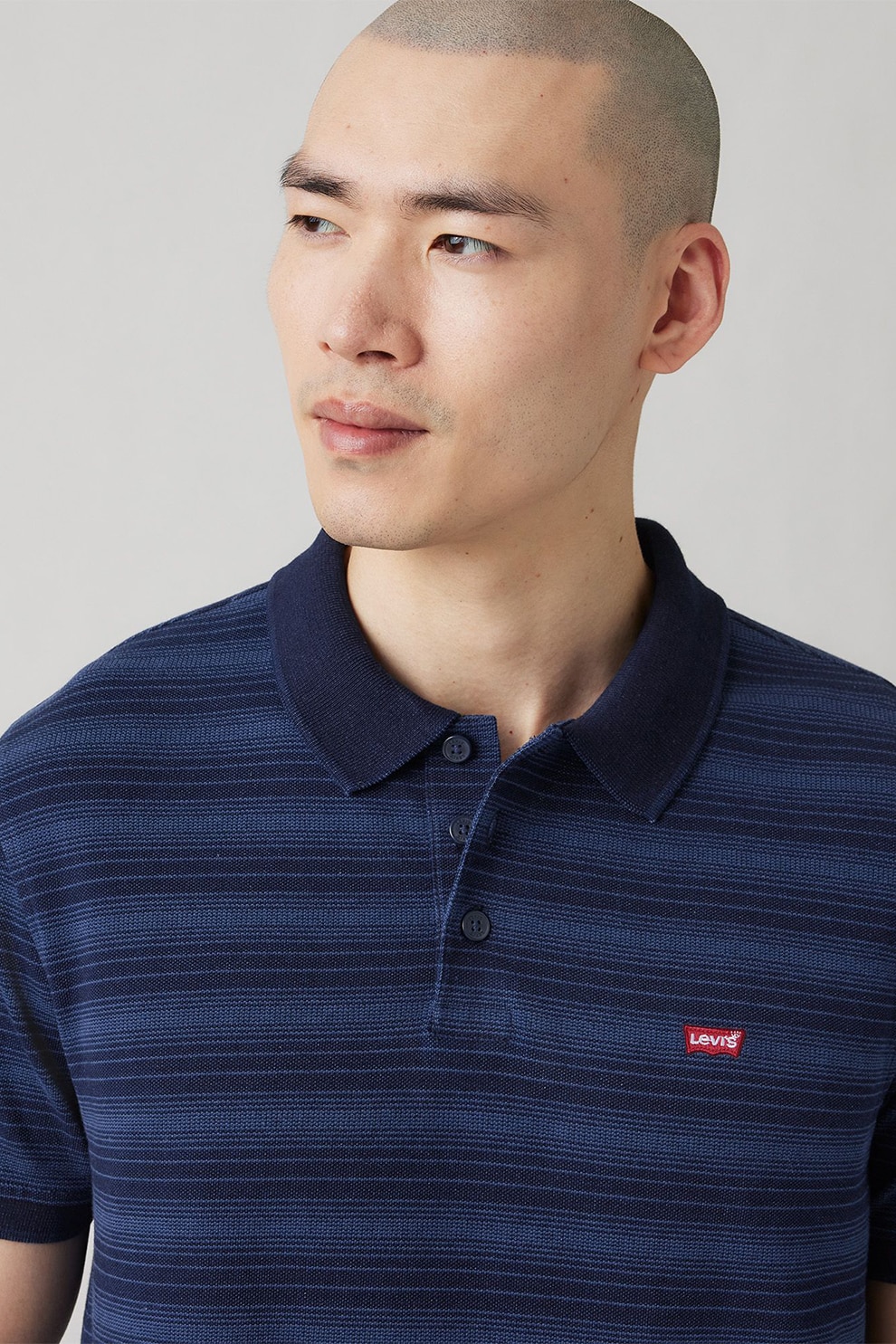 Levi's, Tricou polo in dungi Housemark, Albastru inchis, M