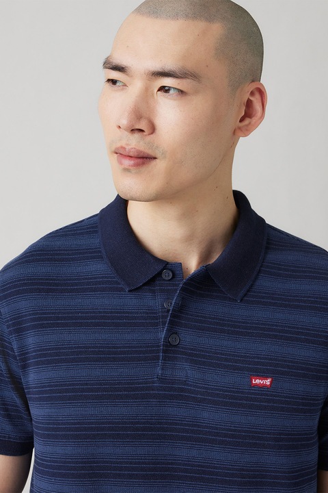 Levi's, Tricou polo din bumbac Housemark, Albastru inchis