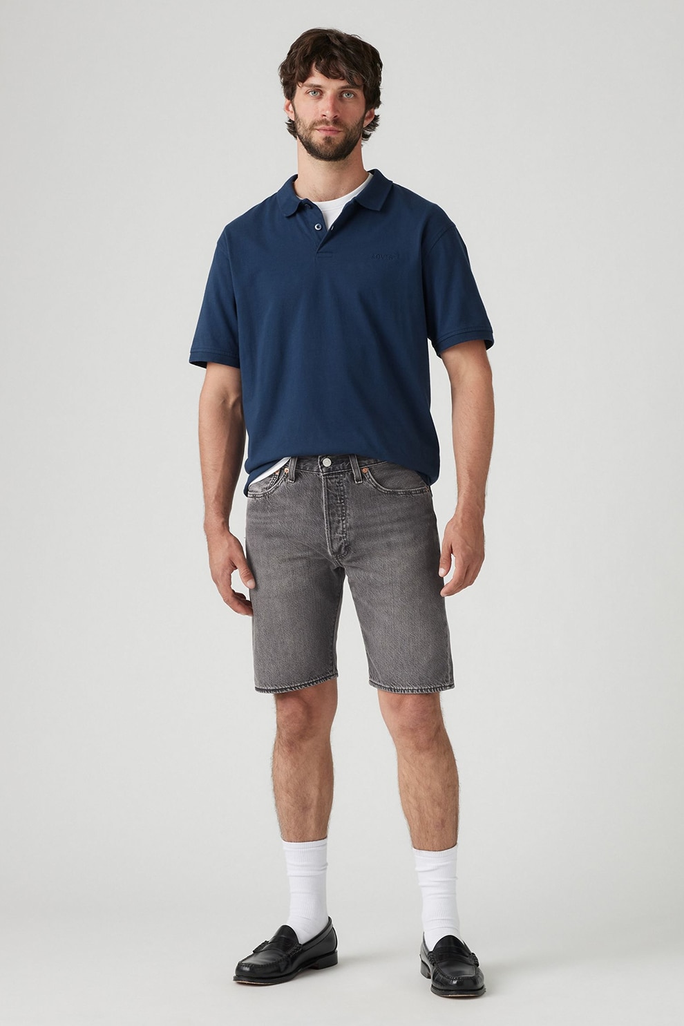 Levi's, Bermude din denim 501®, Gri inchis, 32