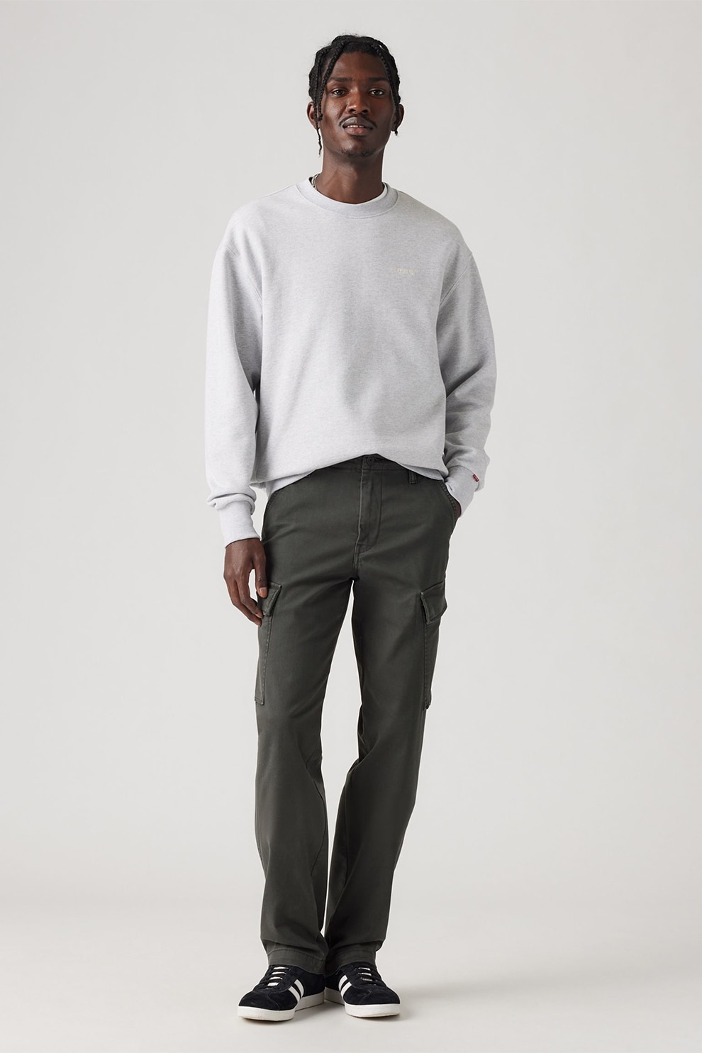 Levi's, Pantaloni cargo cu talie medie, Gri inchis, W34-L32